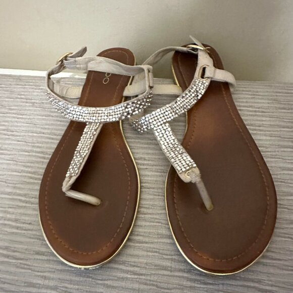 Aldo flat sandals metal accent SIZE 10 - Picture 1 of 2
